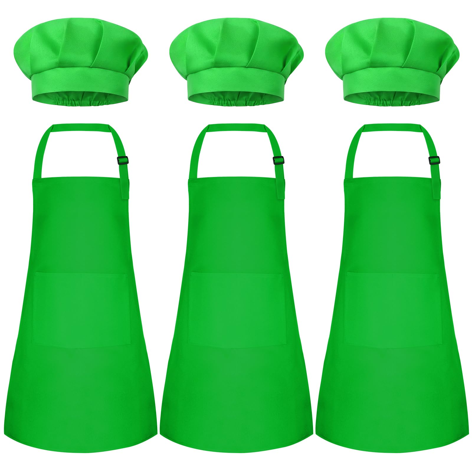 Kids Apron and Chef Hat Set Children Apron Adjustable with 2 Pockets Children Chef Painting for Cooking Baking