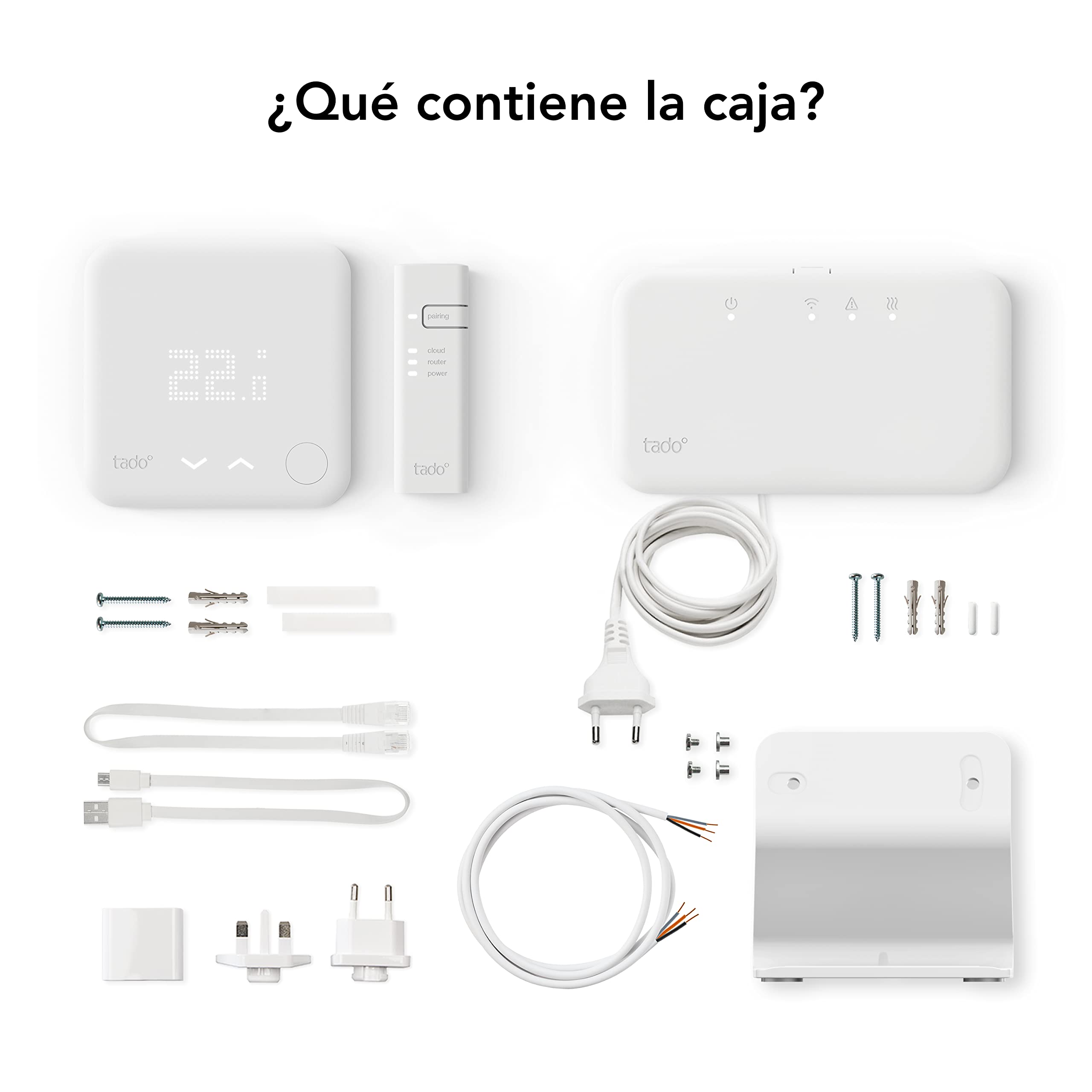 tado° Kit de Inicio – Termostato Inteligente Inalámbrico V3+ Base ad hoc incluida, Control inteligente de calefacción, diseñado en Alemania, compatible con Alexa, Siri y Asistente de Google