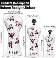 Vista 3 de Cubiertas para cabeza de golf, cubierta para driver, cubierta para madera 3, cubiertas para cabeza de híbrido, bordado, bandera estadounidense