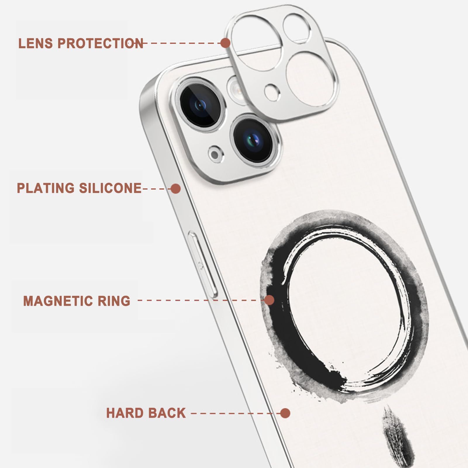 LXURY Custodia Silicone Antiurto per iPhone 15 PRO Max/15 Pro/15 Plus/15, Ultrasottile MagneticaCover Support Wireless Ricarica AntiGraffio Cover,Bianca,15 PRO