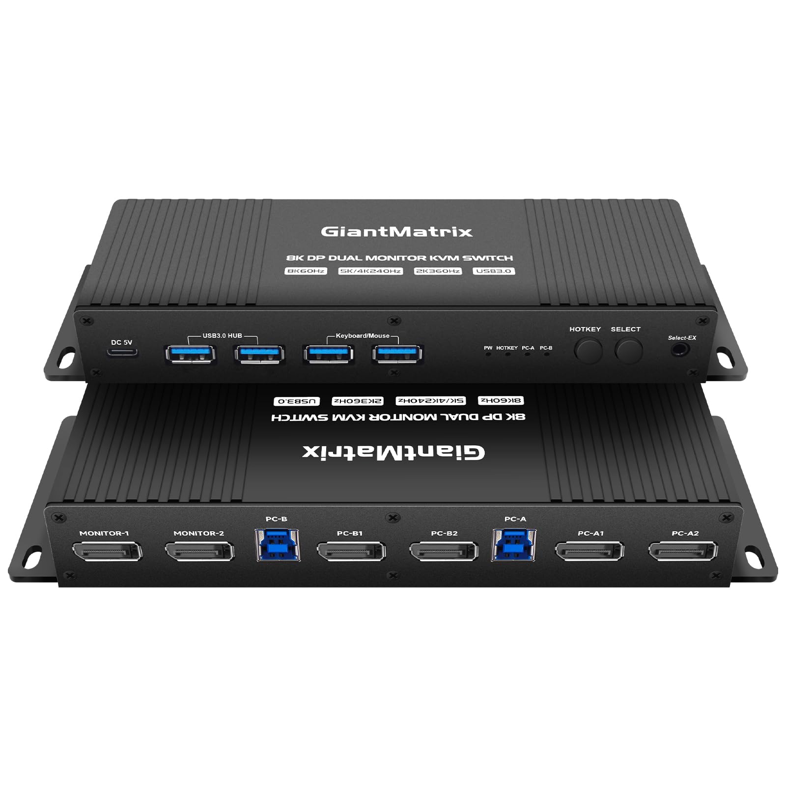 Dual Monitor Kvm Switch Displayport 2 Monitors 2 Computers 4K 240Hz Hotkey Switching Displayport kvm Switch Dual Monitor 1440P 144Hz 165Hz 240hz kvm displayport 2 Monitors DP2.0 FreeSync G-SYNC