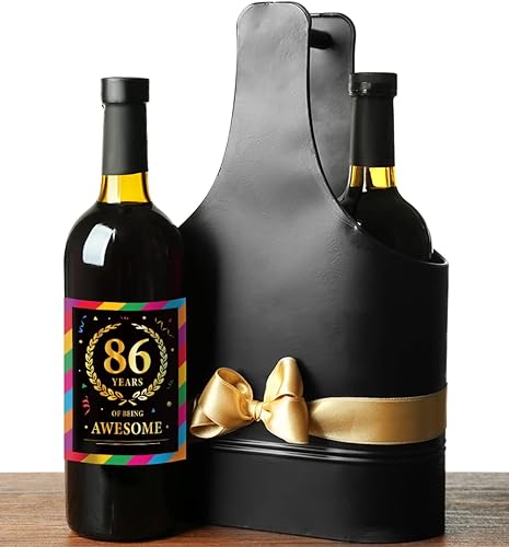 Miniatura 4 de Etiquetas de vino de cumpleaños número 86, calcomanías para botellas de vino, suministros de cumpleaños para fiesta de cumpleaños de 86 años, idea