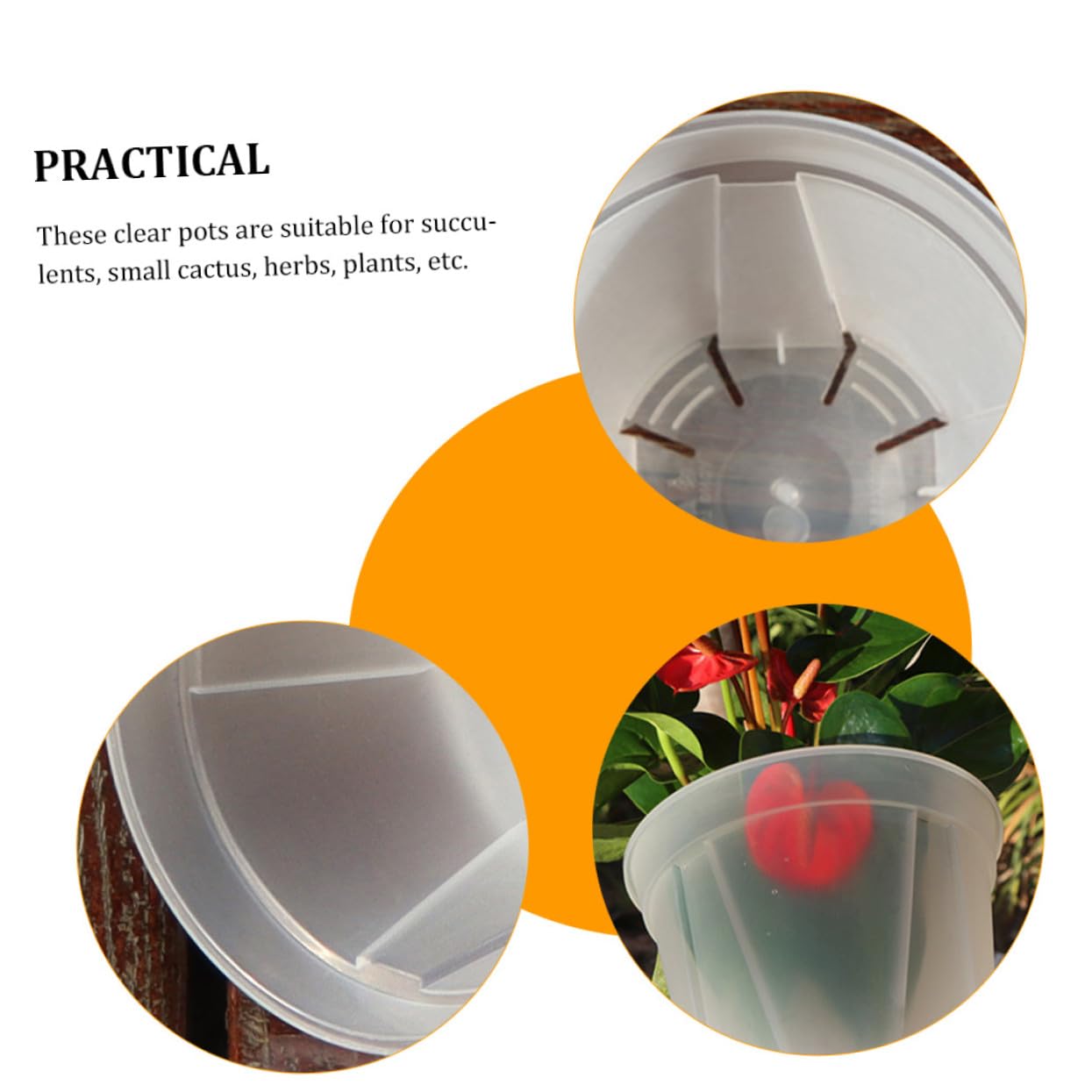 Pot de Fleur Transparent 2pcs en Plastique pour Orchidee avec Drainage Facile à Planter, pour Culture Intérieure de Succulentes et Légumes