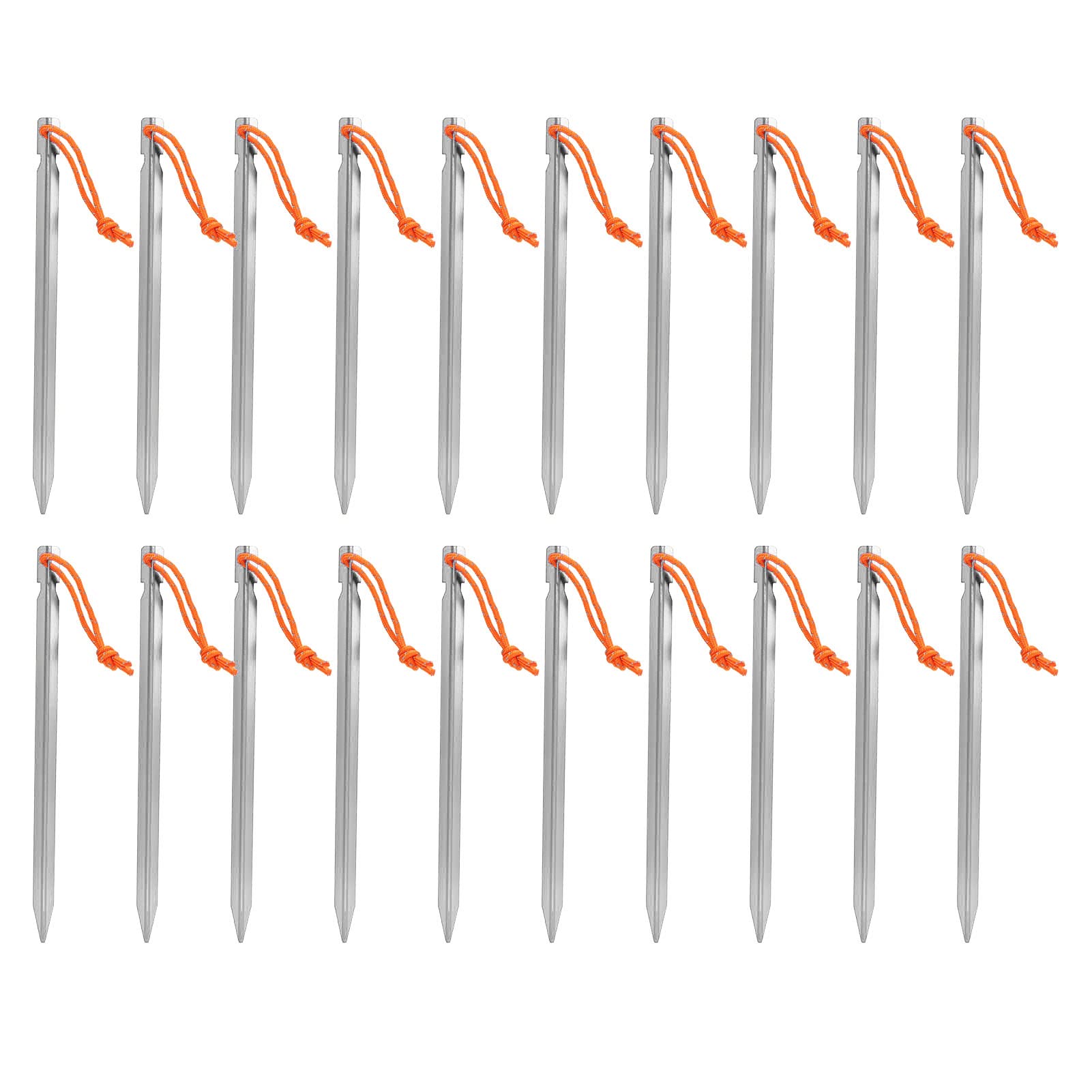 Cryfokt Picchetti per Tende Resistenti, 20 Pezzi, 9,1 Pollici, in Alluminio 7075, con Corde, per Tettoia da Campeggio Antivento all'aperto (Argento Bianco)