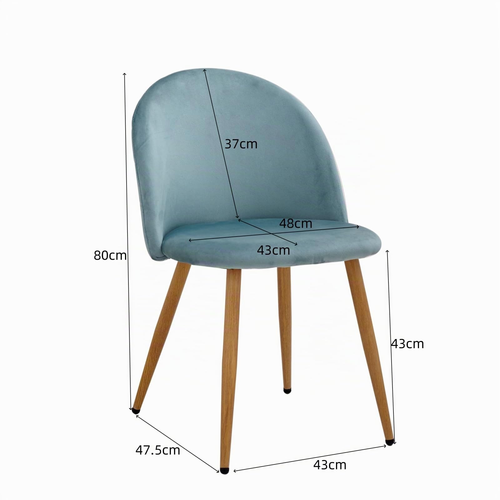 Pack de 6 Silla de Comedor, Sillas de Cocina de Terciopelo Suave con Soporte de Patas de Metal, Silla de Comedor Moderna con Almohadilla Protectora Ajustable - Verde