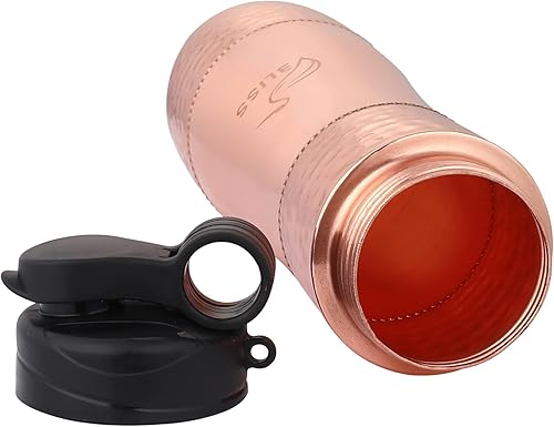 Miniatura 2 de VBLISS Botella de agua de cobre 100% puro, 32 onzas, a prueba de fugas, beneficios para la salud ayurvédica, ecológica, sin BPA, para viajes,