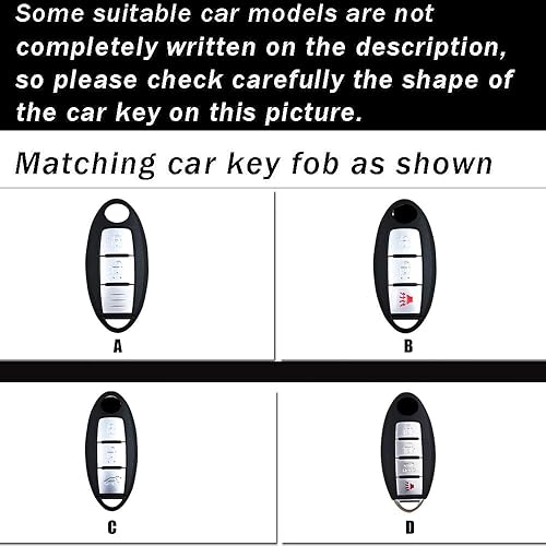 Miniatura 2 de ontto - Carcasa protectora para llave de coche y llavero de plástico ABS de fibra de carbono para evitar arañazos, compatible con Nissan Infiniti