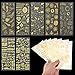 olyee 7 Blatt Scrapbooking Sticker Selbstklebende wasserdichte Aufkleber für Scrapbooking und DIY Handwerk Inklusive Frische Blüten Blätter Elegante Buchstaben Schöne Vögel Süße Katzen(Gold)