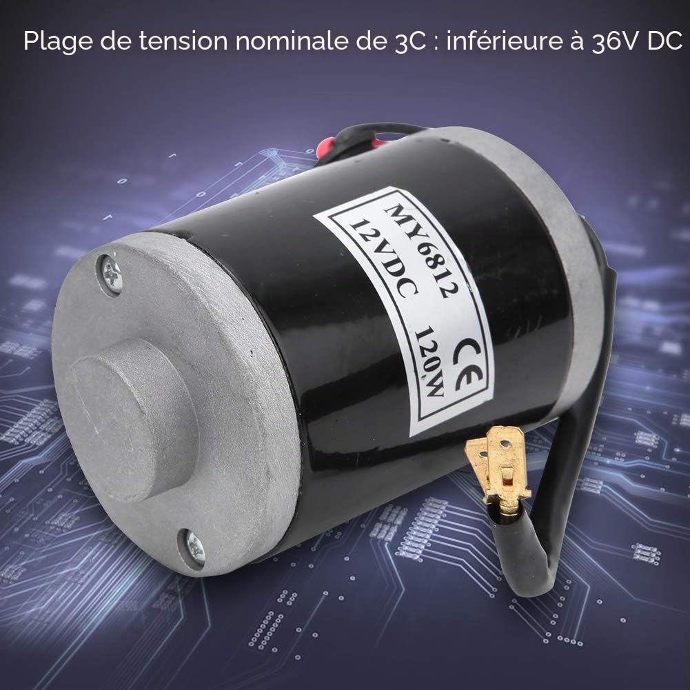 Moteur Electrique,DC 12V 120W Moteur électrique MY6812,Moteur à Brosse Haute Vitesse avec Poulie pour Trottinette électrique,Scooter