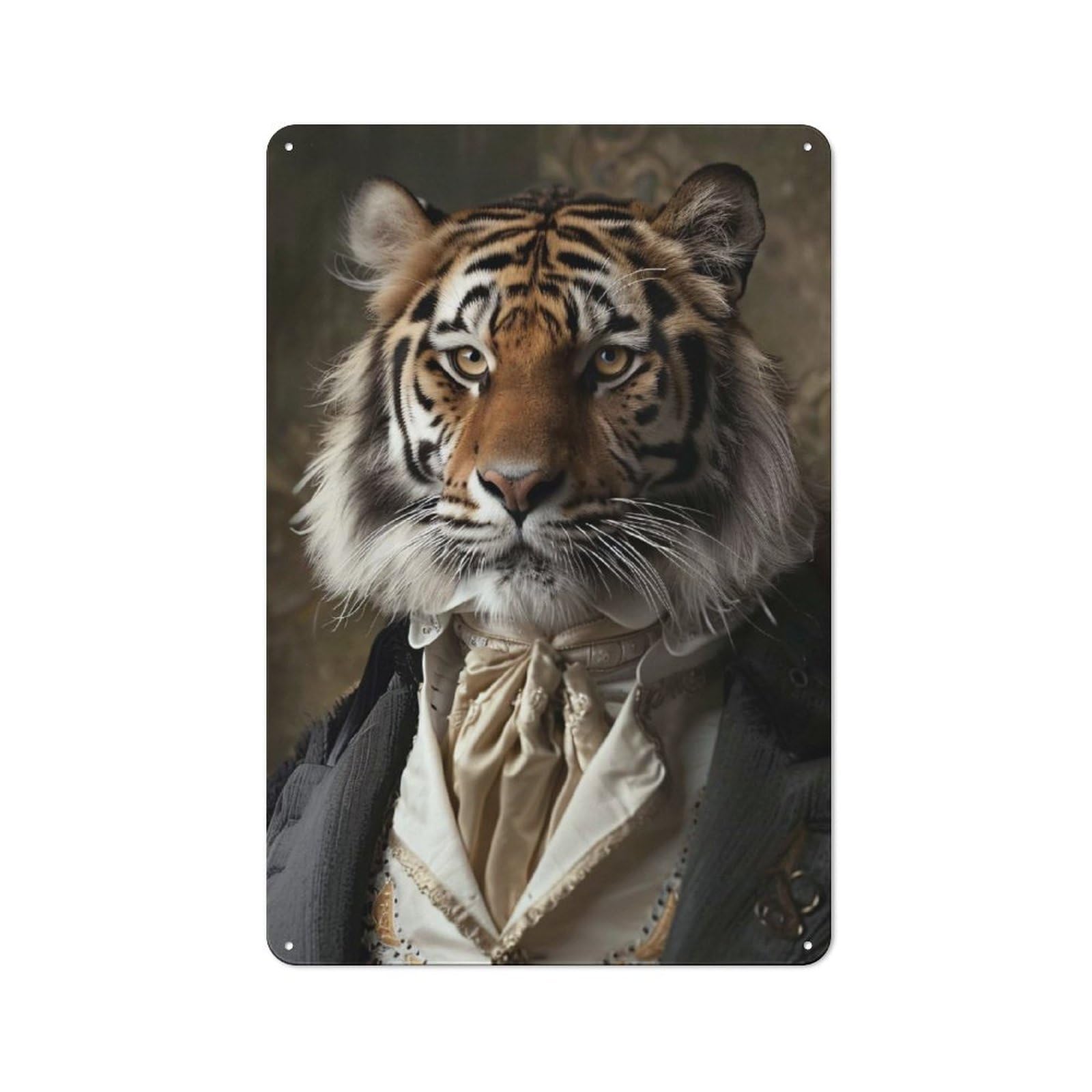 Junmoney Style-24 Dapper Tiger Portrait Retro Tin Sign 30X20cm For Café Or Restaurant, Housewarming Wall Decor For People Furnishing Café And Restaurant