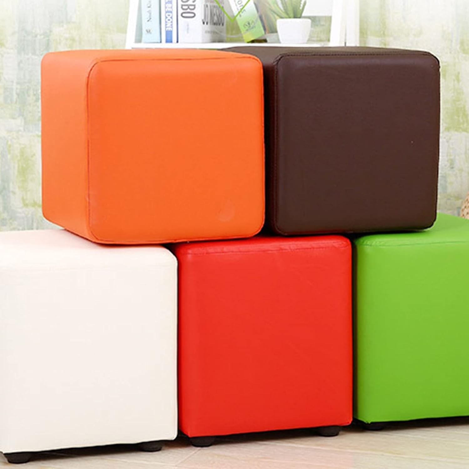 Fashion Small Bench, Home Creative Wooden Sofa Stool, Coffee Table Stool, Shoe-Changing Square Stool. (Color : Red)