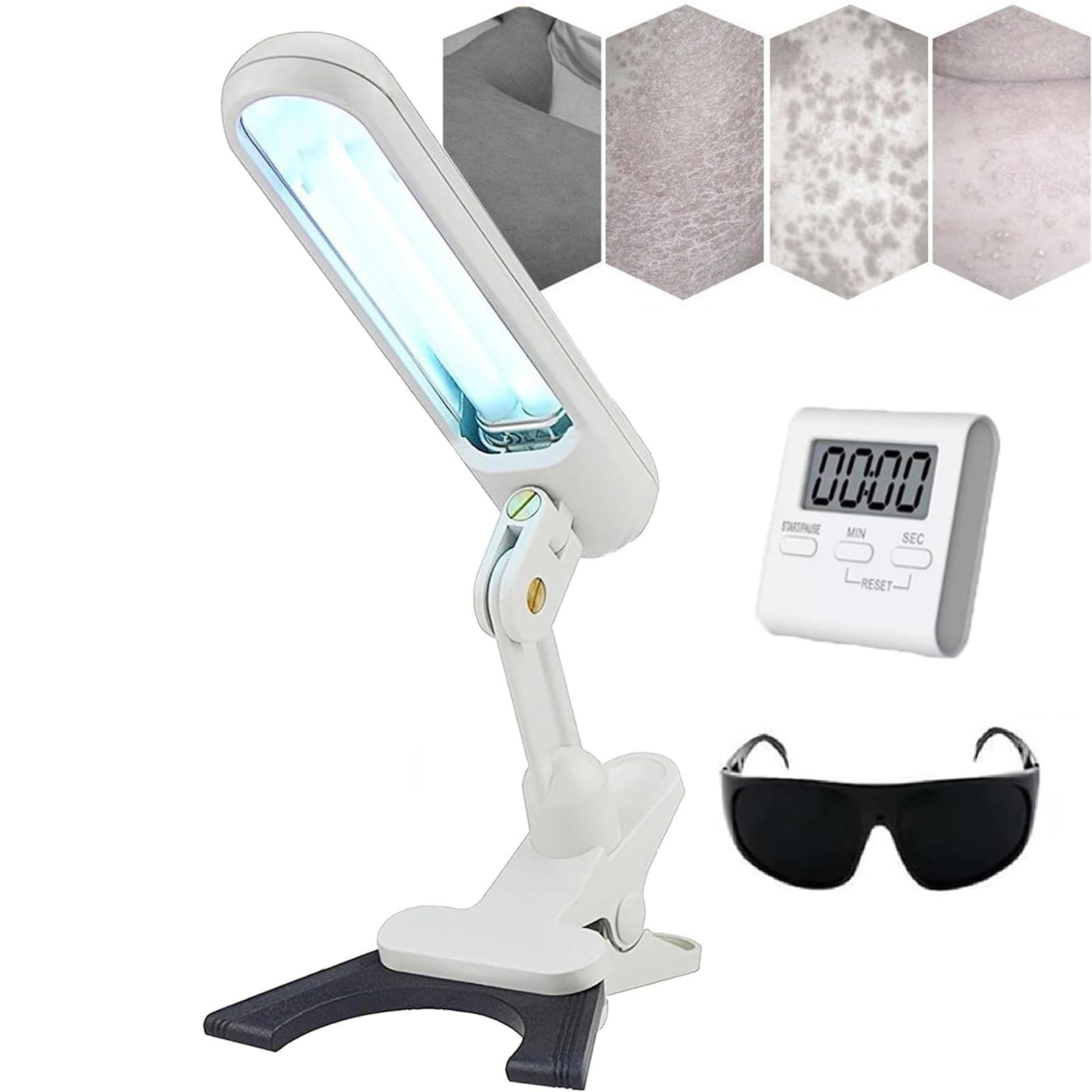 Lampada for fototerapia UVB portatile, rotazione multi-angolo/intervallo di irradiazione: 48 cm², con occhiali + timer, dispositivo for la cura della pelle a spettro stretto 311 for pelle, corpo, cuoi
