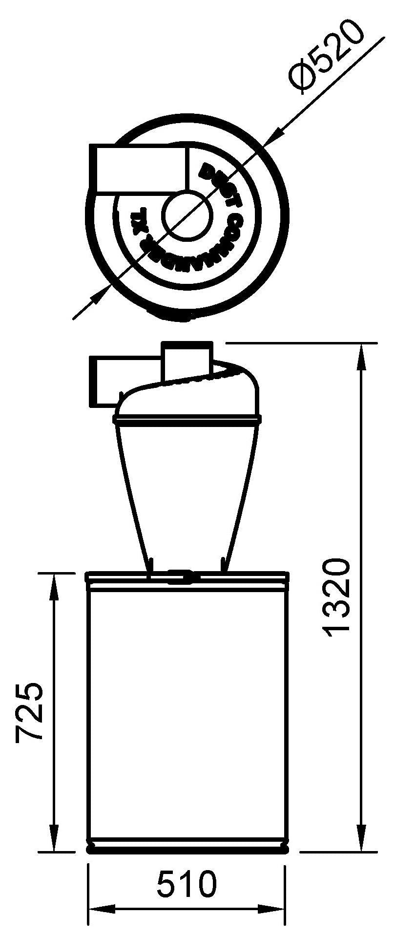 DUST COMMANDER K140 - Kit separador ciclón XL 140l Barril Kraft