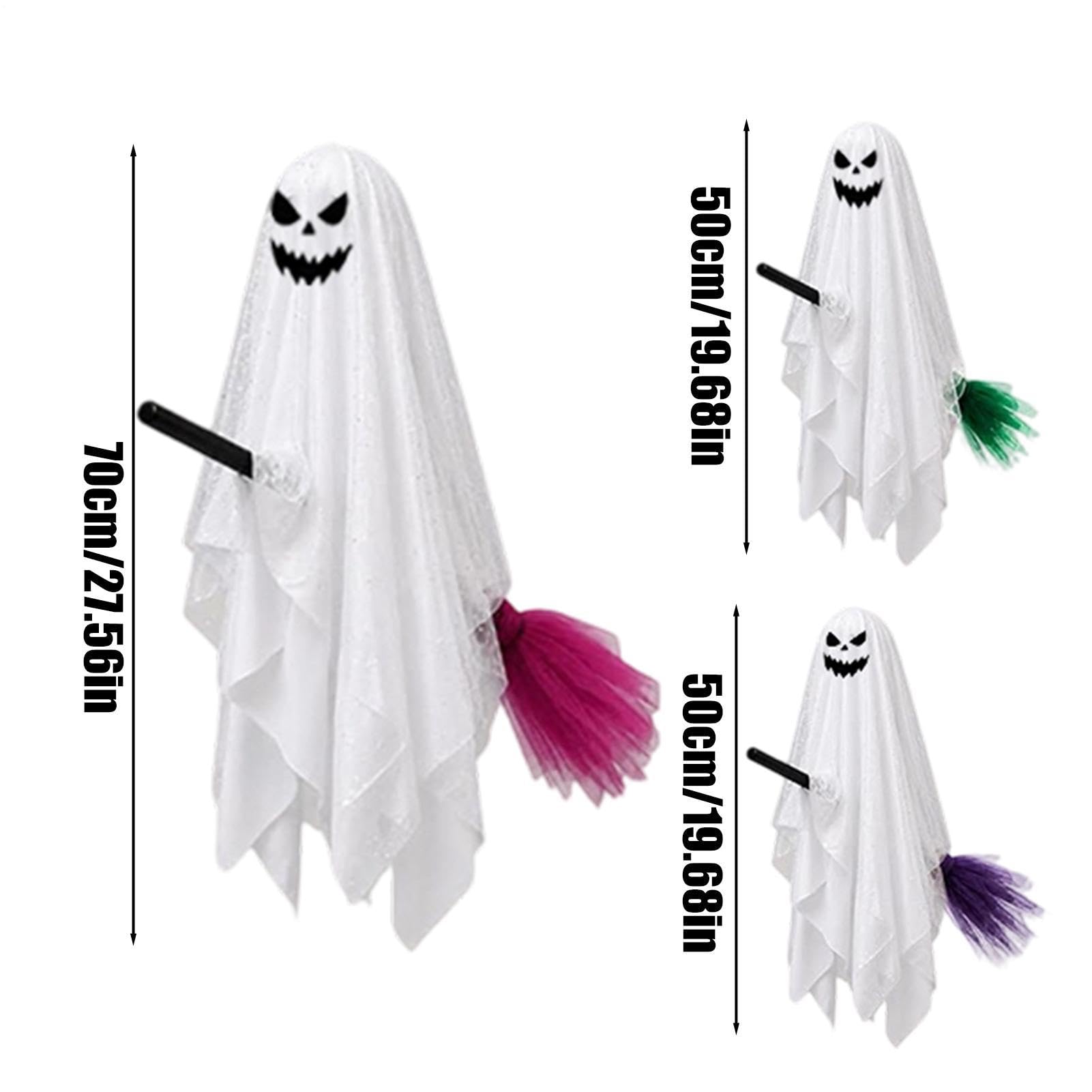 Dekoracja Ducha 3 Sztuki Latających Strasznych Duchów z Wbudowanymi | Dekoracje Ogrodowe Na Halloween Z Miotłą na cmentarz, drzewo, ganek, patio, ogród i przyjęcie