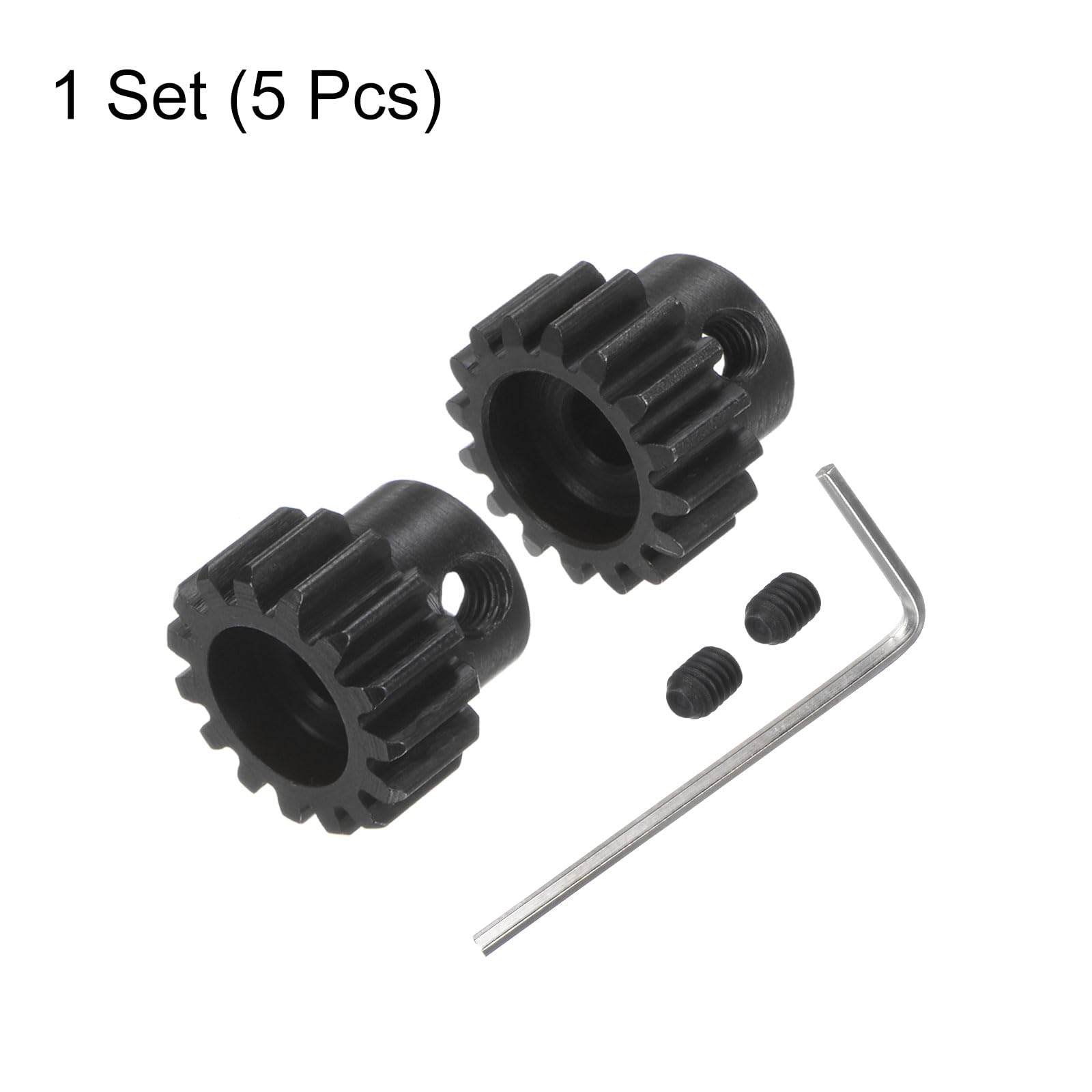 sourcing map Mod 1 M1 Lot de 2 pignons de moteur 15T 16T pour arbre de moteur RC 5 mm pour voiture télécommandée, avec clé hexagonale