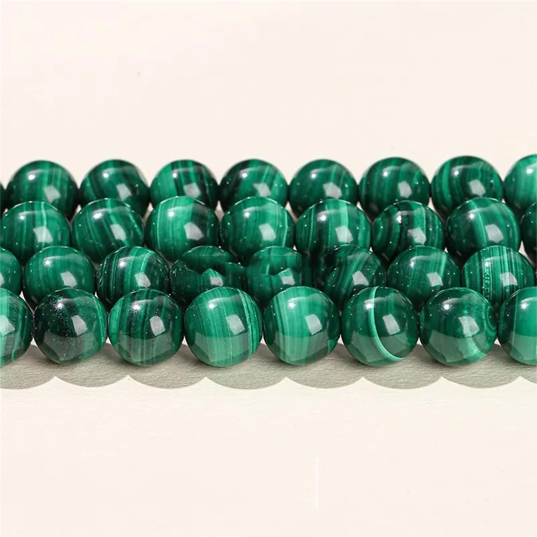 Abalorio de cuentas de piedra de malaquita natural, redondo de pavo real, espaciador suelto para hacer joyas, accesorios de pulsera
