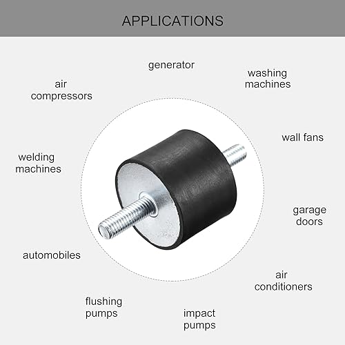 Vista 25 de uxcell Soportes de goma M8x23mm, 6pcs Anti Vibración Aislador Studs Amortiguador Macho para Compresores de Aire, Motor de Garaje, Motores Diesel
