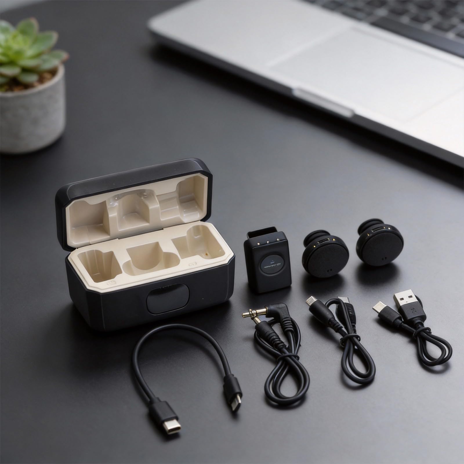 Microfono senza fili Action 5 per Pro/4/3/2, Pocket 3 e per Osmo per 360, per microfono Lavalier in ABS compatto con custodia di ricarica, registrazione audio trasparente, nero