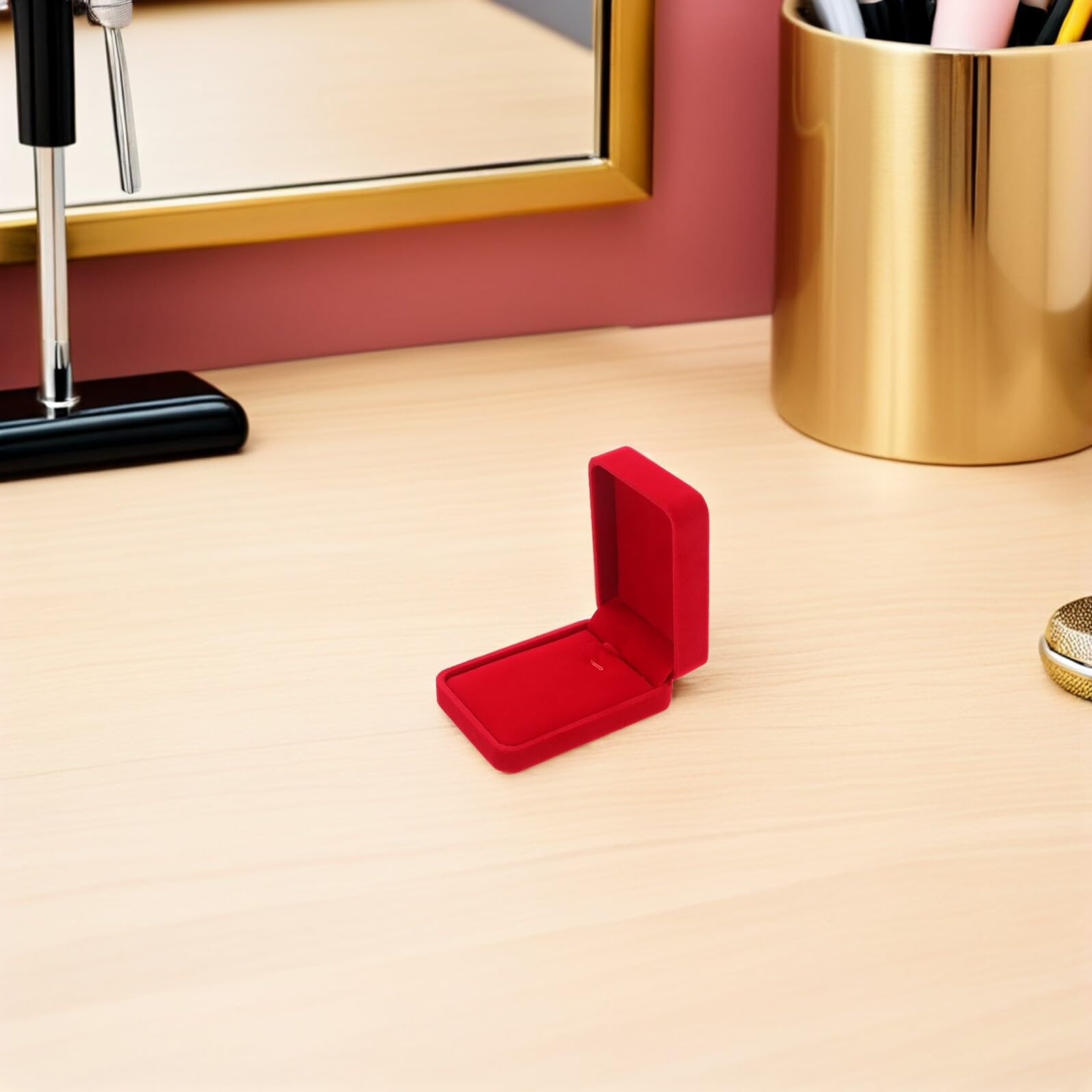 NOLITOY Estuche de Terciopelo Rojo para 12 Colgantes y Collares Caja Organizadora de Joyas Compacta Soporte para Exhibición y Almacenamiento de Collares Adecuado para Viajes y Regalos