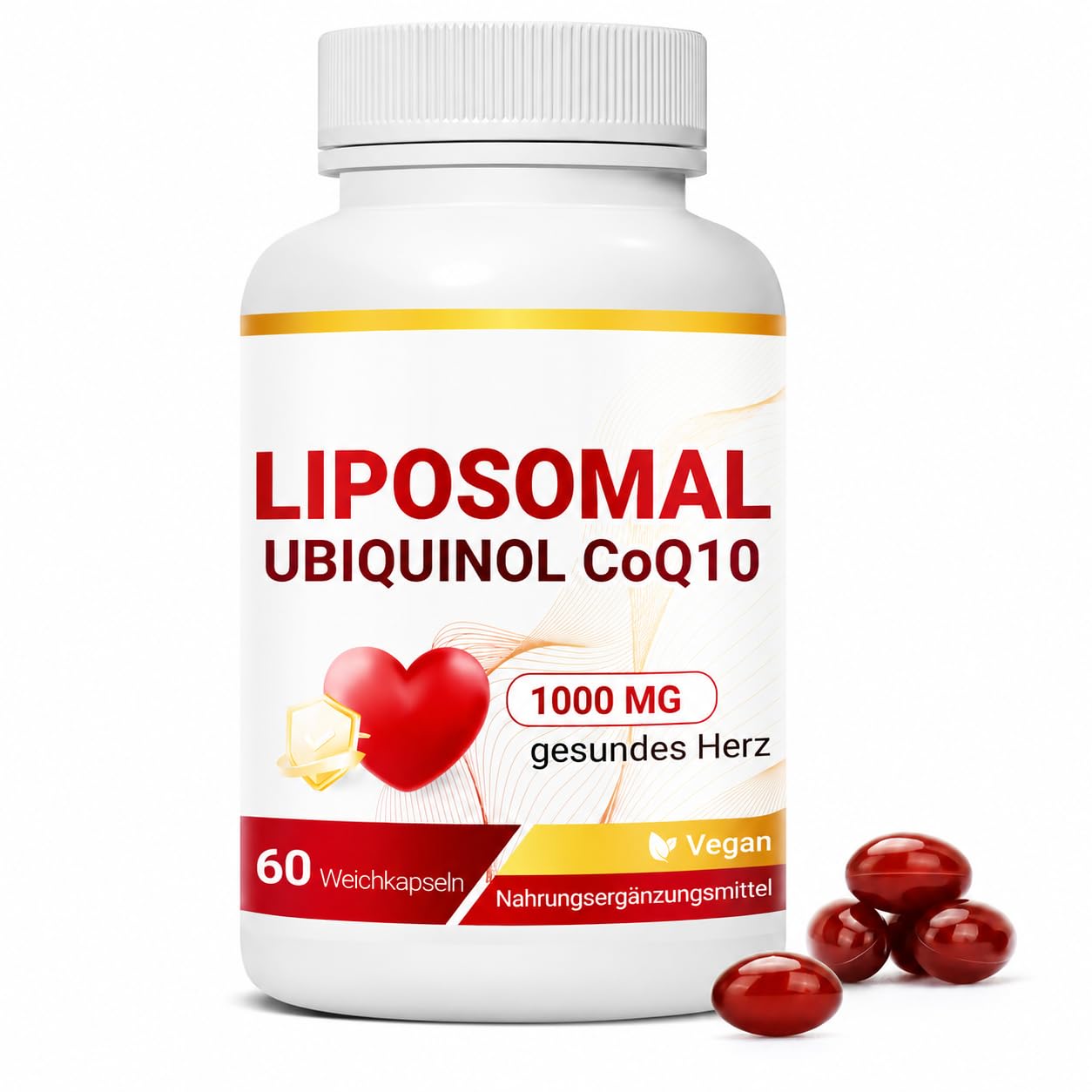 Liposomalny Ubichinol CoQ10 Kompleks 1000mg - Aktywny Koenzym Q10 Suplement - Wegańskie Kapsułki o Wysokiej Przyswajalności - 60 Sztuk