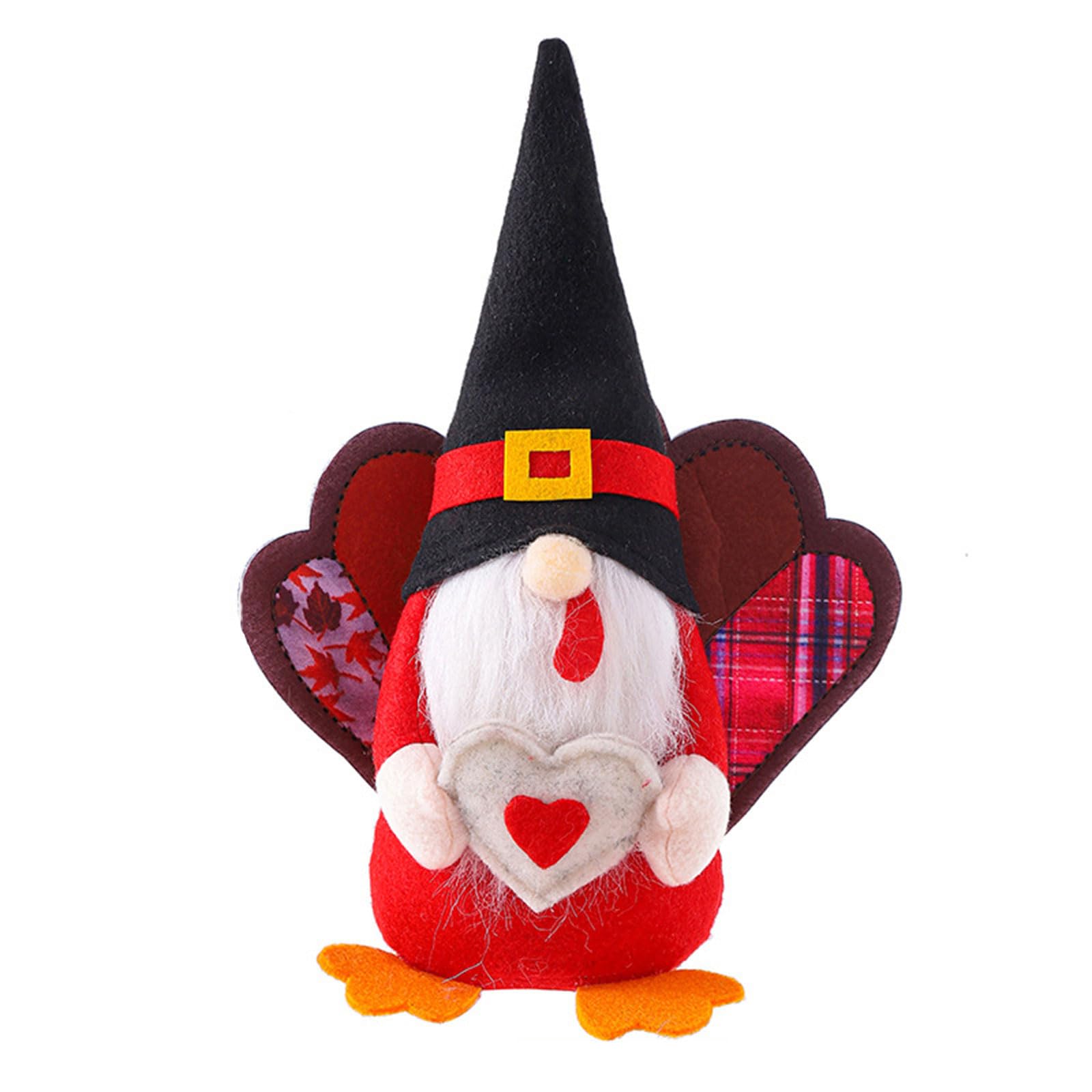 Nucelit Washable Fabric Turkey Doll Ornament Stuffed Toy Plush Dwarf Figure Desktop Ornament for Mantels Bookshelf Tabletop Washable Cloth Turkey Figurine