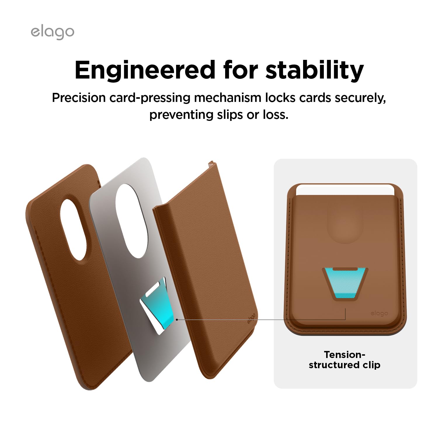 elago Cartera MagSafe para Samsung Galaxy S26, Ultra, Plus, Z Fold 7, Edge, Serie S25/S24 - Compatible con Magnética, Cuero Vegano Resistente, 3 Tarjetas, Tarjetero Seguro para Teléfono (Marrón)