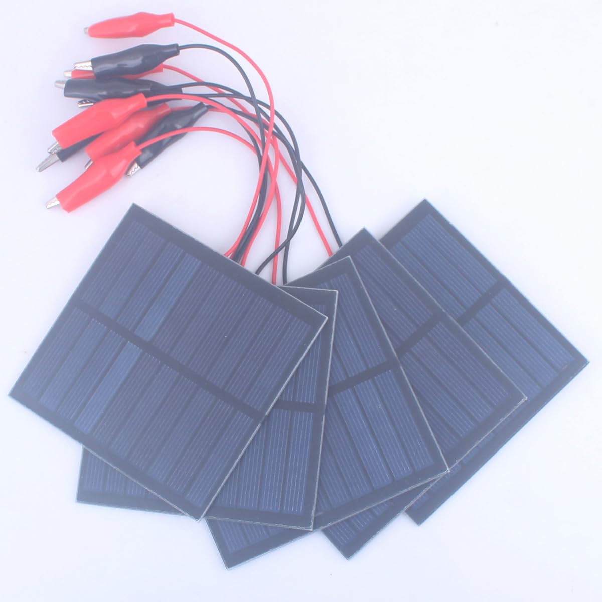 5 paneles solares pequeños, 1 W, 5 V, 200 ma, mini panel solar fotovoltaico, kit de cargador de células solares con clip de alambre de 89,5 mm x 89,5 mm para teléfono, luz eléctrica de juguete