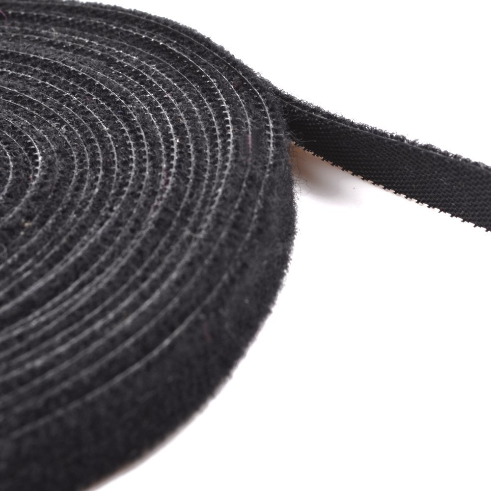 Cosmos Cosmos 3/8 Inch Black Color Hook and Loop Fastening Cable Tape Tie, 16 Feet length