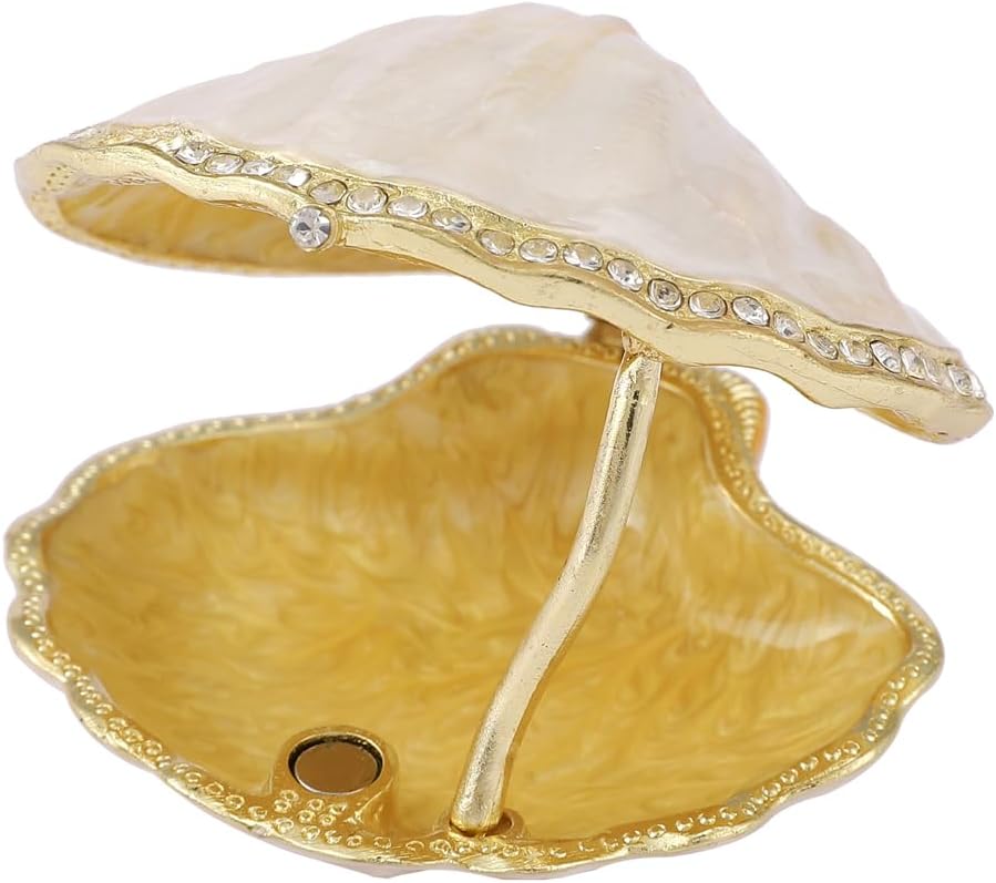 White Seashell Shape Trinket Box Hinge Enamel Small Jewelry Boxes Hand-Painted Mother's Day Gift Wedding Favor for Women