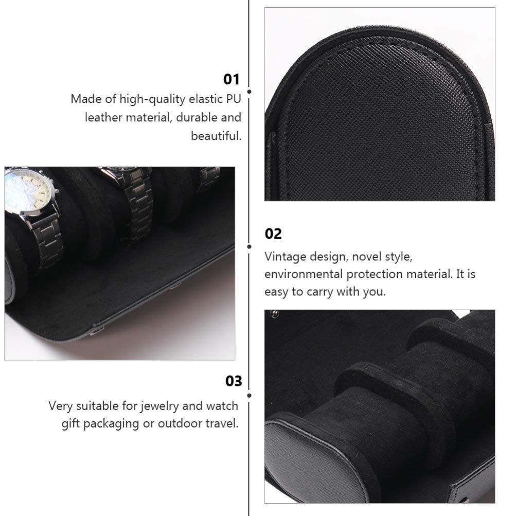 Scicalife Étui de Voyage de Rouleau de Montre - Boîte de Rangement pour Montre Ronde Rétro Améliorée Rangement pour Montre à 3 Fentes en Cuir PU