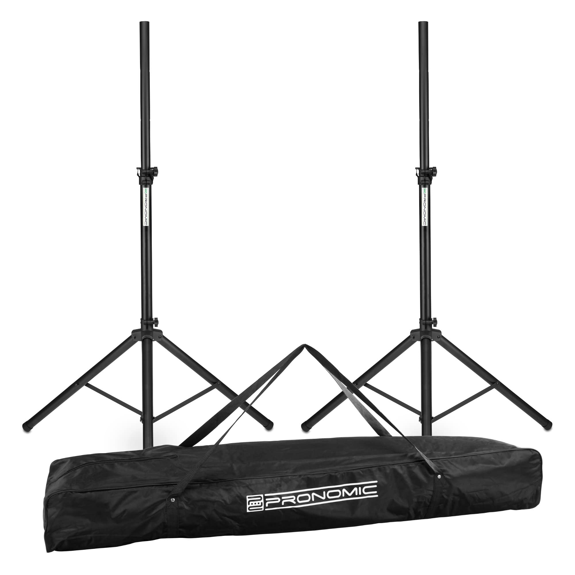 2X Pronomic SPS-1S Pied de Haut-Parleur en Acier - Support de Enceinte, Construction tripode Large et Stable - 120-193 cm - Peut également être utilisé comme Support de fléchettes - Sac Inclus