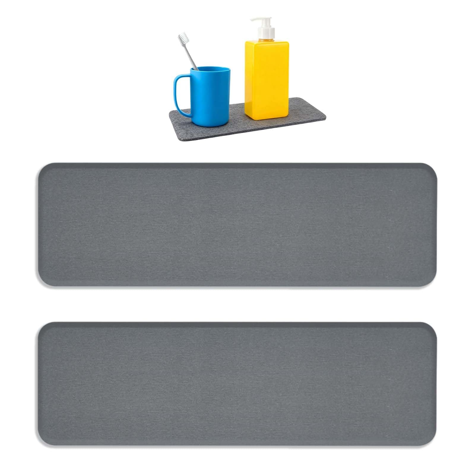 2 PCS Stone Drying Mat Kitchen, Stone Bath Mat Quick Dry Sink Dish Drying Water Absorbent Coasters, Modern Home Bathrooms Kitchens Plants and Toiletries Instant Dry Sink Organizer Tray