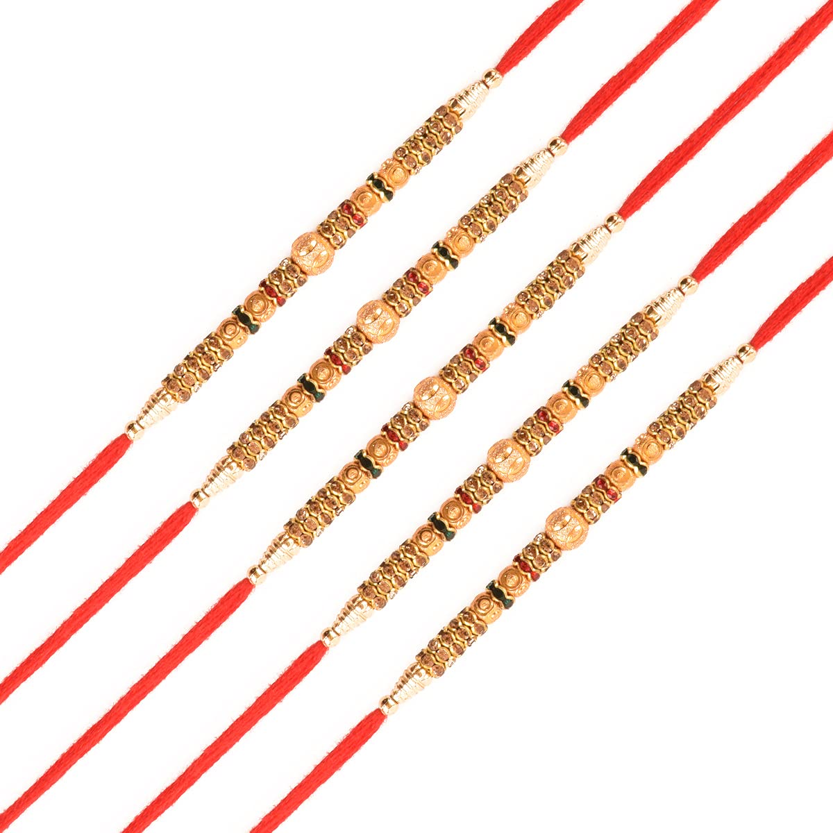 Beingelegânt - Delicate Golden Moti with Red & Green Colour-picture-22