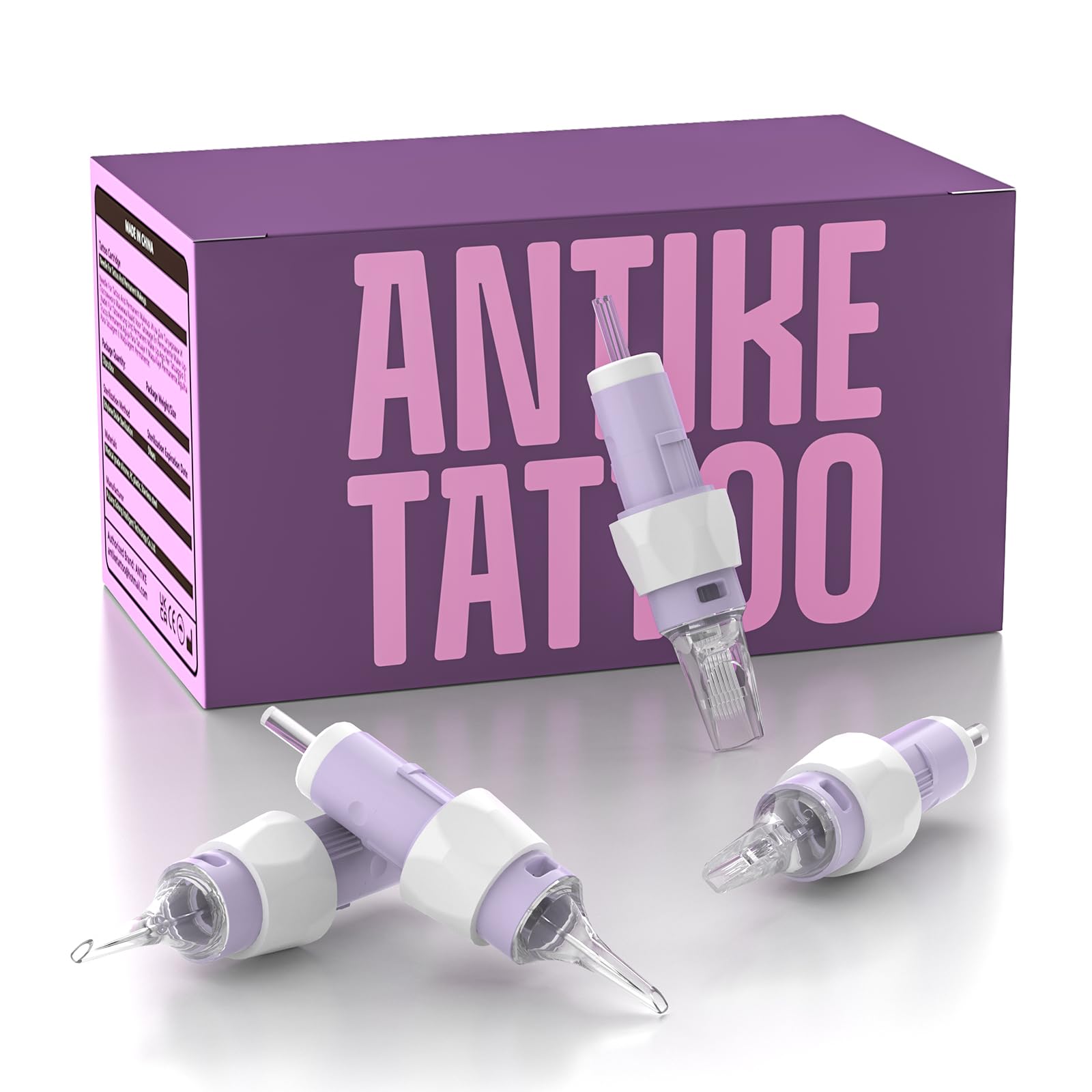 ANTIKE 50Pcs Mixed Tattoo Cartridge Needles Disposable Tattoo Needle # 10 Bugpin Round Liner Curved Magnum Shader 3RL 5RL 7RL 7RM 9RM Finger Ledge Tattoo Cartridges Mixed Box EN11Q-FG-50KIT-Z
