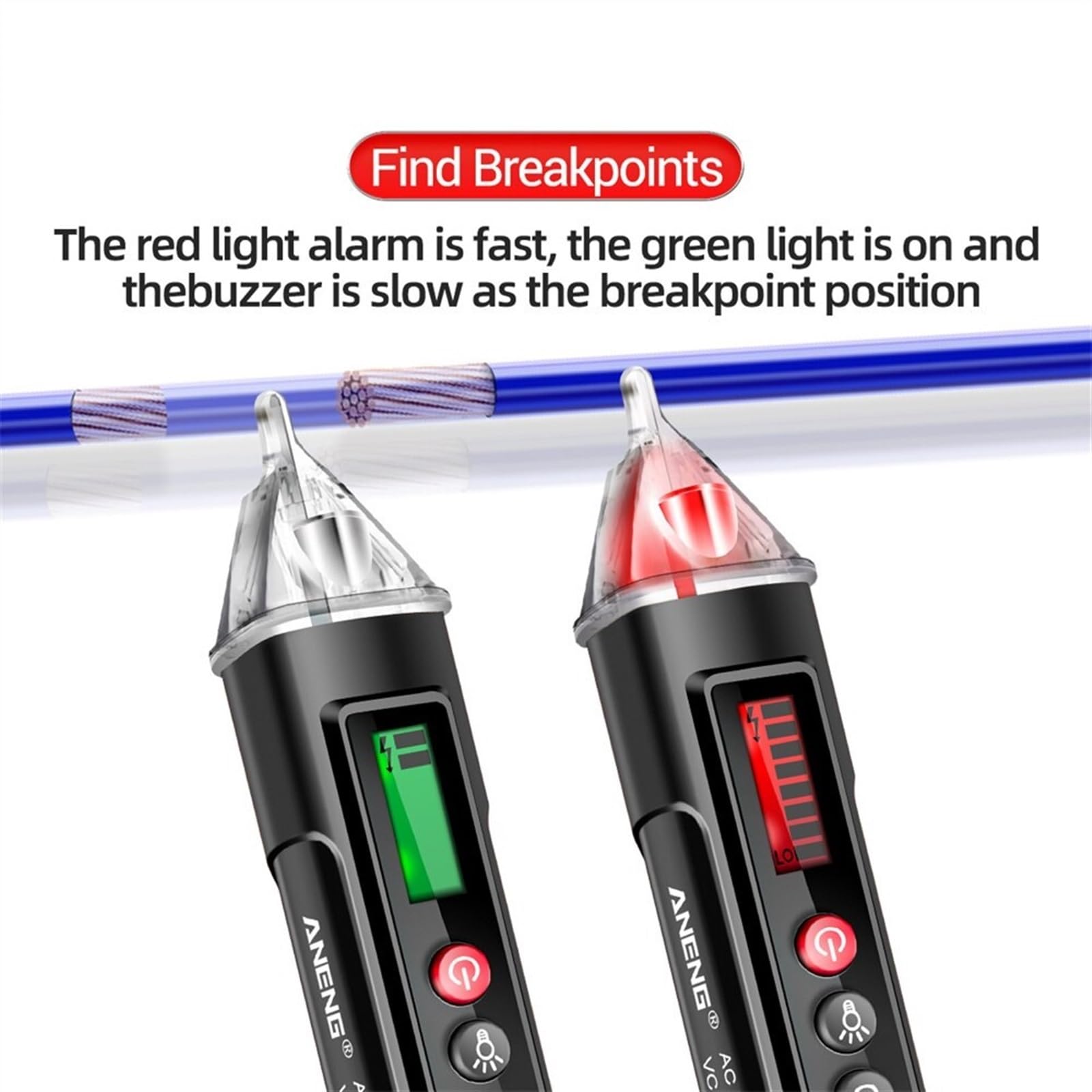 VC1010 Rilevatori di tensione digitale AC/DC senza contatto, tester penna tester 12-1000 V sensore elettrico matita di prova (rosso)