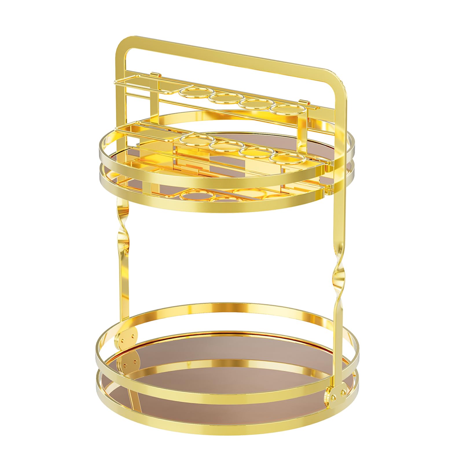 Btgghytr Rotating Vanity Storage with Jewelry Hooks and Open Shelf Layout for Scents Creams Cosmetics Quick Assembly Makeup Stand