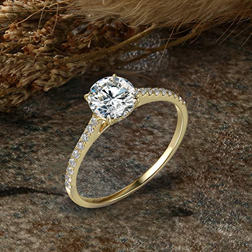 14k Gold Engagement Rings 1.0 CT Round Cut Moissanite Promise Ring for Women4