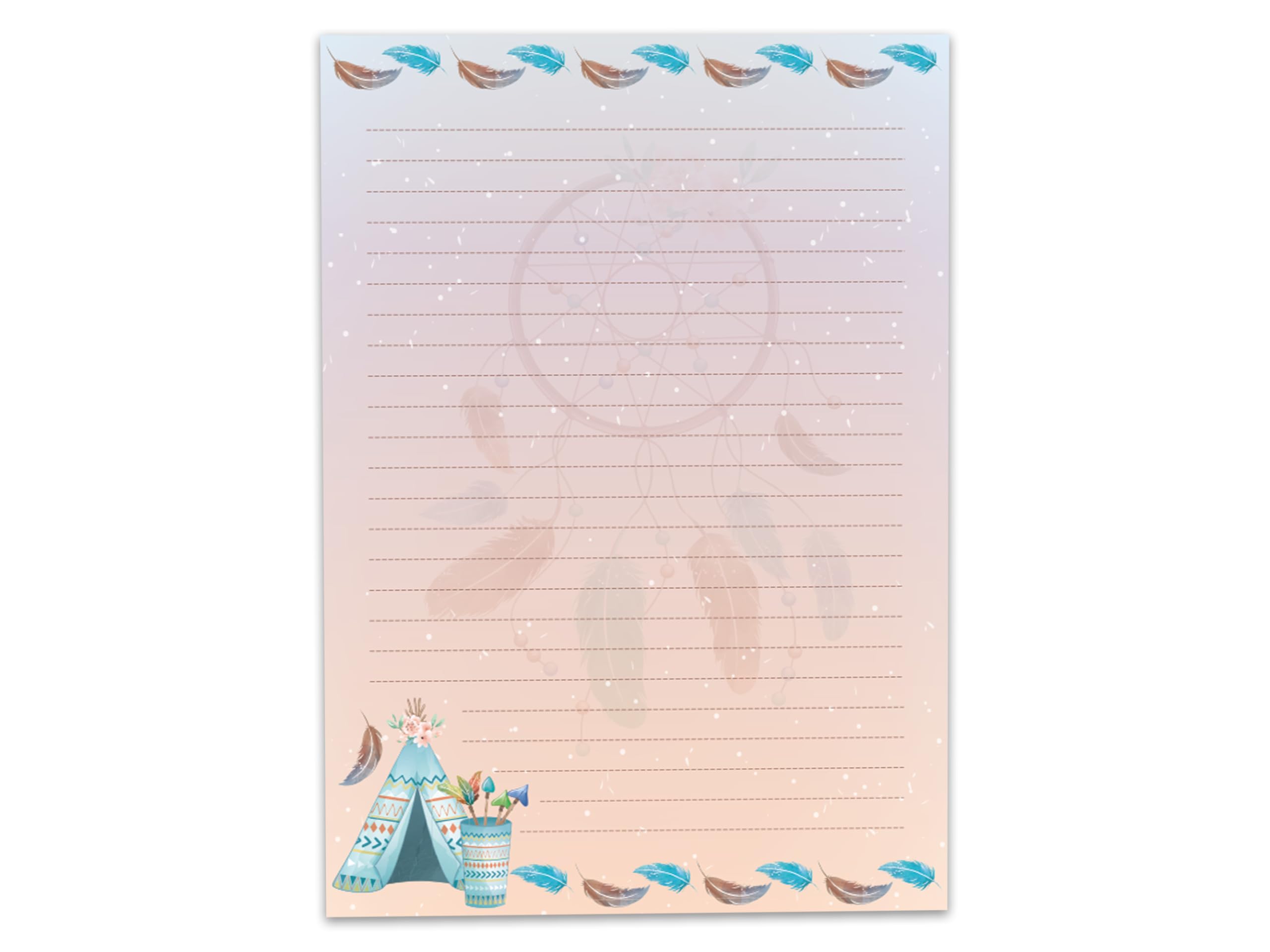 Writing Paper Set Letter Pad with Envelope for Boys Girls Kids Animals Indian Teepee (Block A4 with 25 Sheets + 15 Envelopes) - Image 2