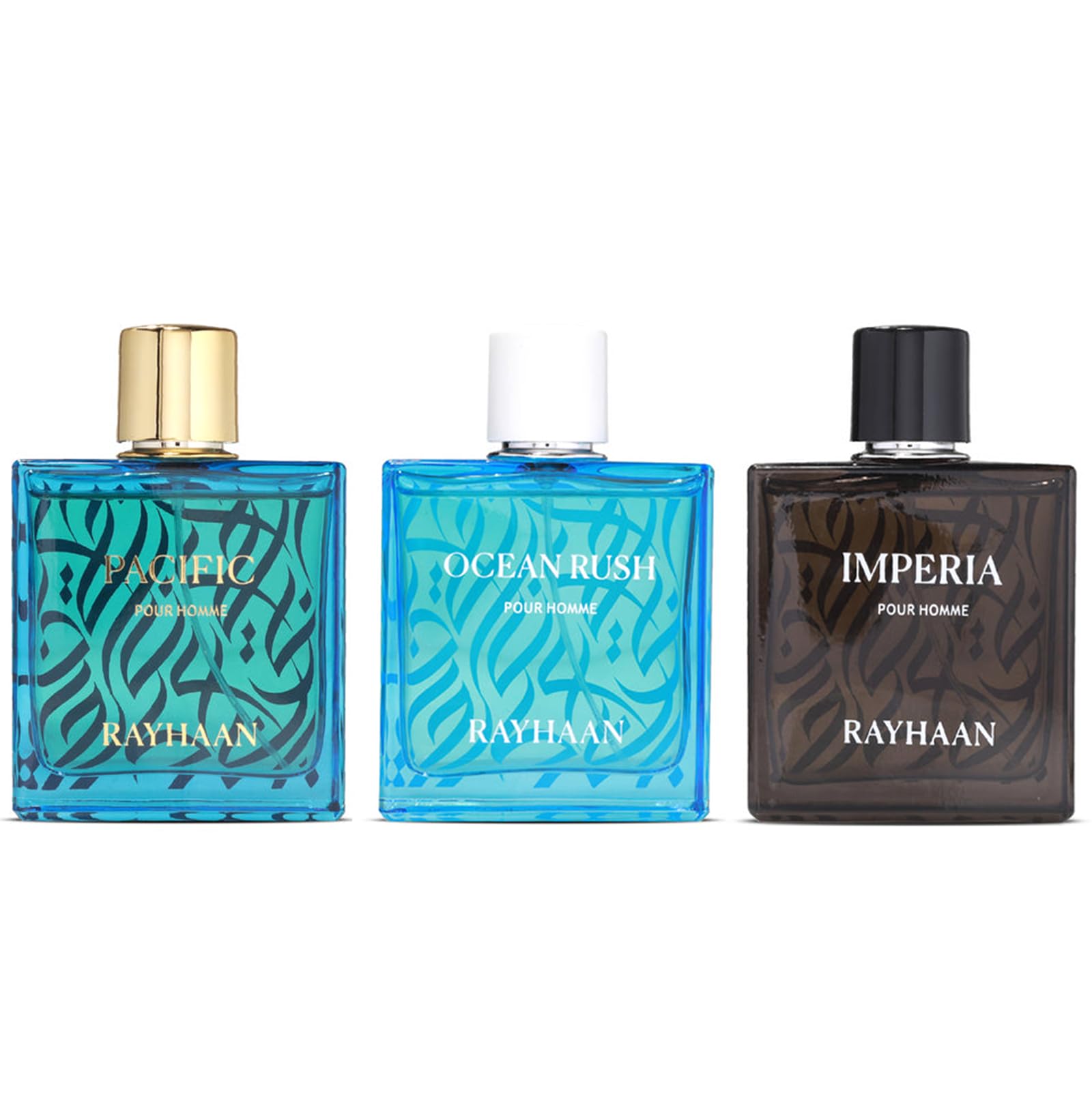 Original Collection By Rayhaan 3-Piece Fragrance Set for Men includes Pacific, Imperia, and Ocean Rush—each in a 3.4 oz bottle