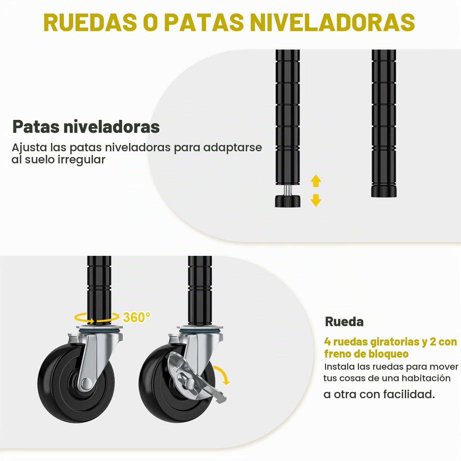 Estantería Metálica Ajustable de 5 Niveles con Ruedas | Para garaje o trastero, Negro, 182,9 × 91,3 × 45,7 cm, Gran capacidad de almacenamiento