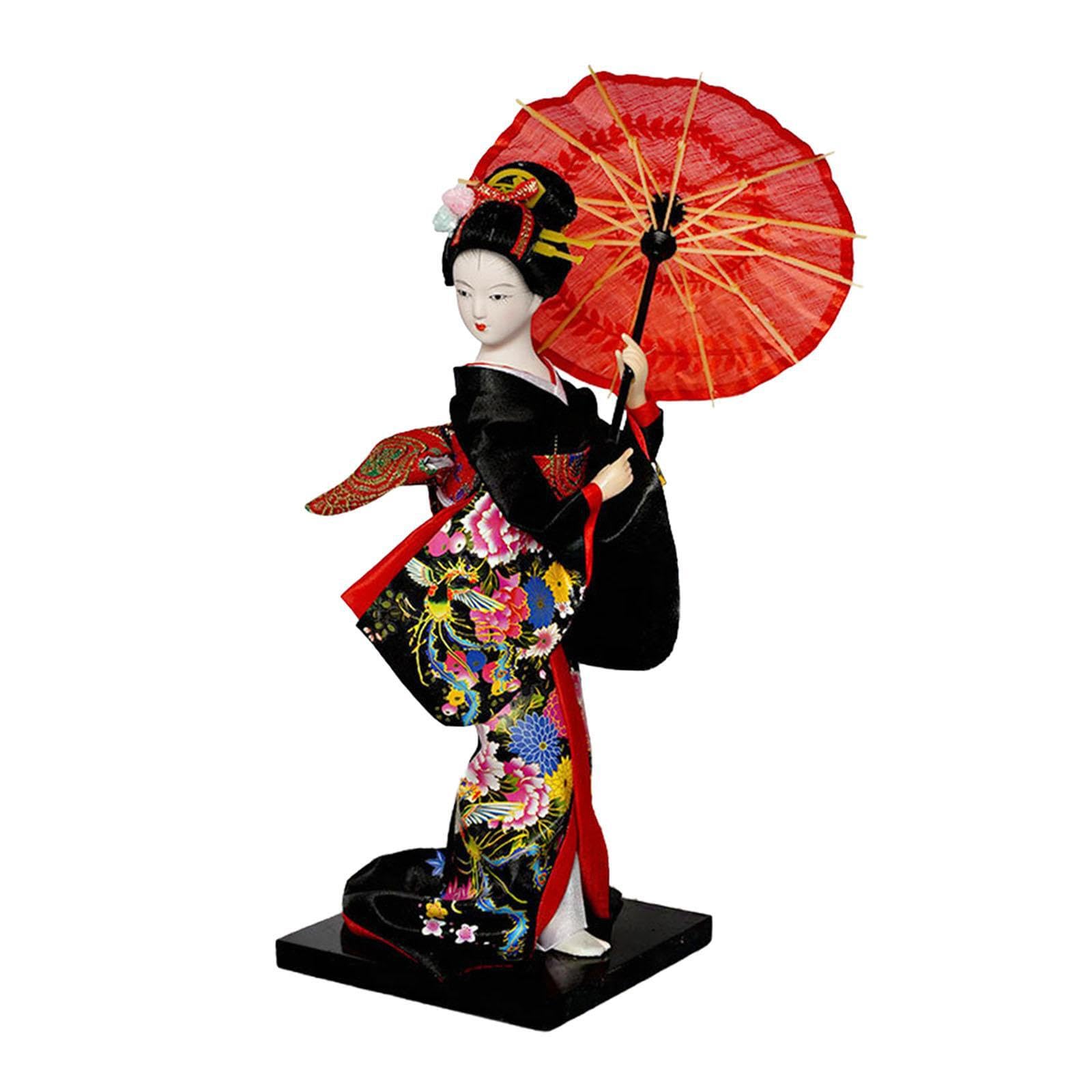 QIXCXAZ Geisha Sculpture Figurine Captivating Asian Geisha Doll Home Decor Gift Idea Unique Detailed Artistry Japanese Kimono Doll For Home Decoration Statue