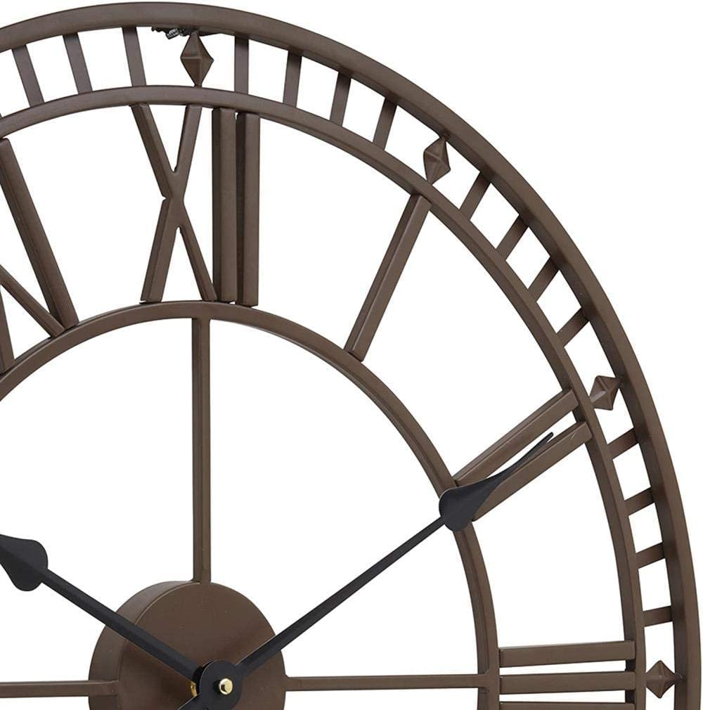 XJBTBA Orologio da Parete da Giardino per Esterni, Grande, Resistente alle intemperie, con Numeri Romani, Diametro 60,3 cm x Altezza 4 cm (Bronzo), Marrone