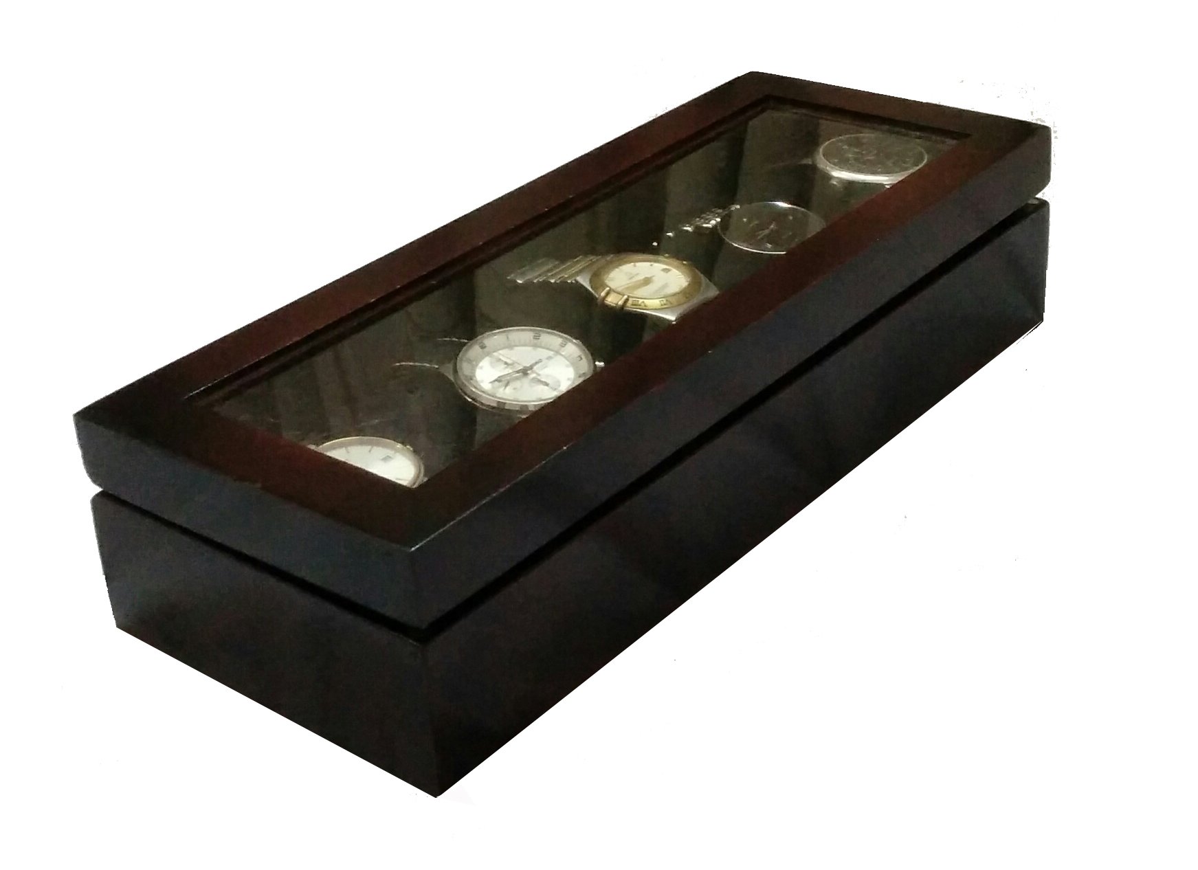 SLK Wood Products Wooden Watch Box (Holds 5 Watches)