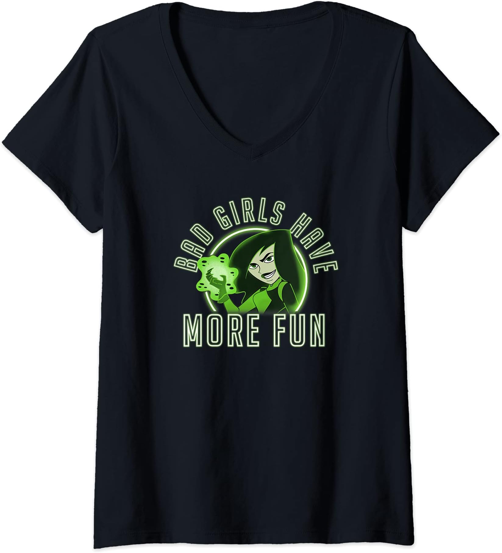 DisneyWomens Disney Kim Possible Shego Bad Girls Have More Fun V-Neck T-Shirt