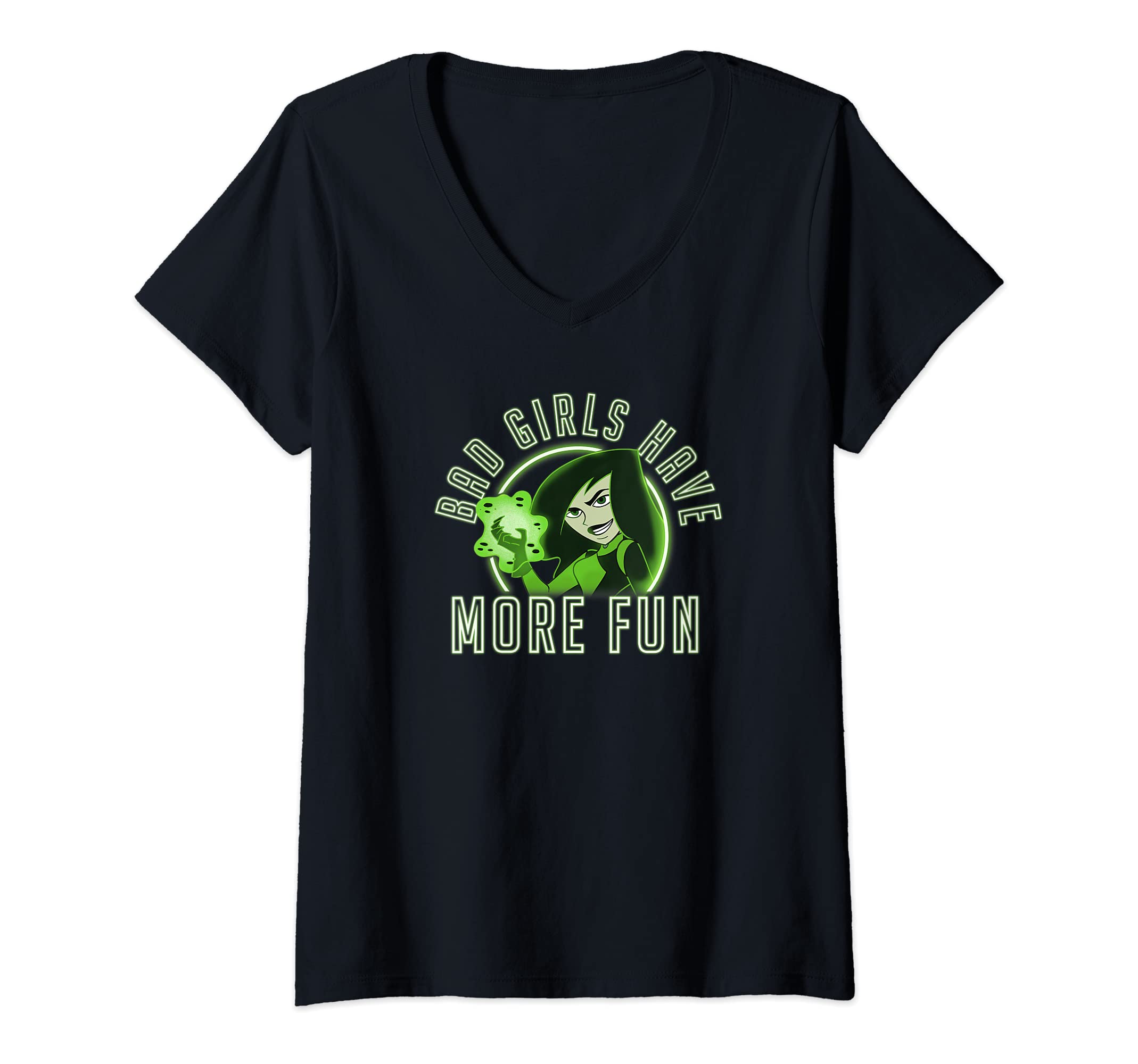 DisneyWomens Disney Kim Possible Shego Bad Girls Have More Fun V-Neck T-Shirt