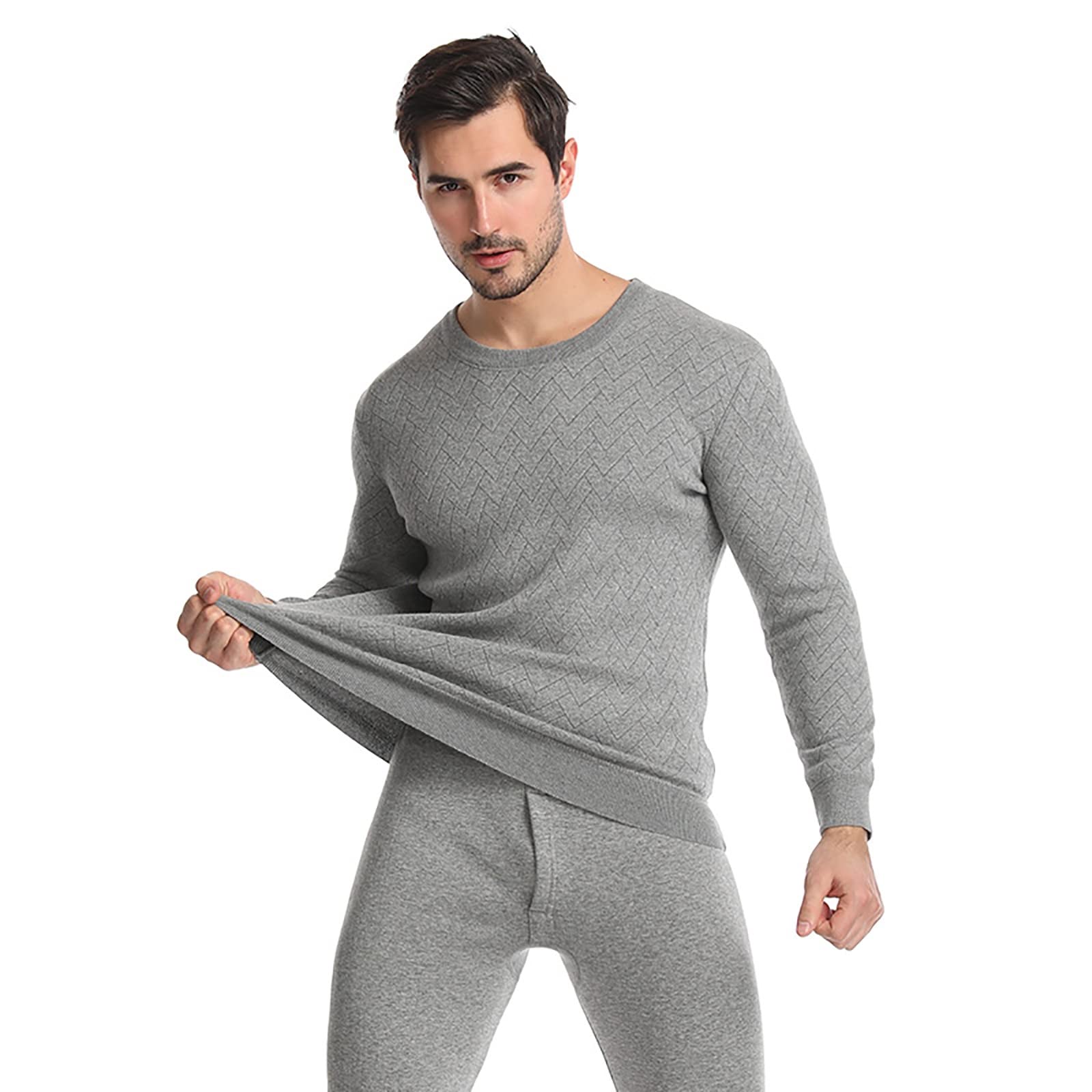 Ropa Interior Térmica Hombre Invierno Transpirable Conjunto Térmico de 2 Piezas Camiseta Térmica Hombres Manga Larga Pantalones Largos, Funcional Conjuntos Térmica