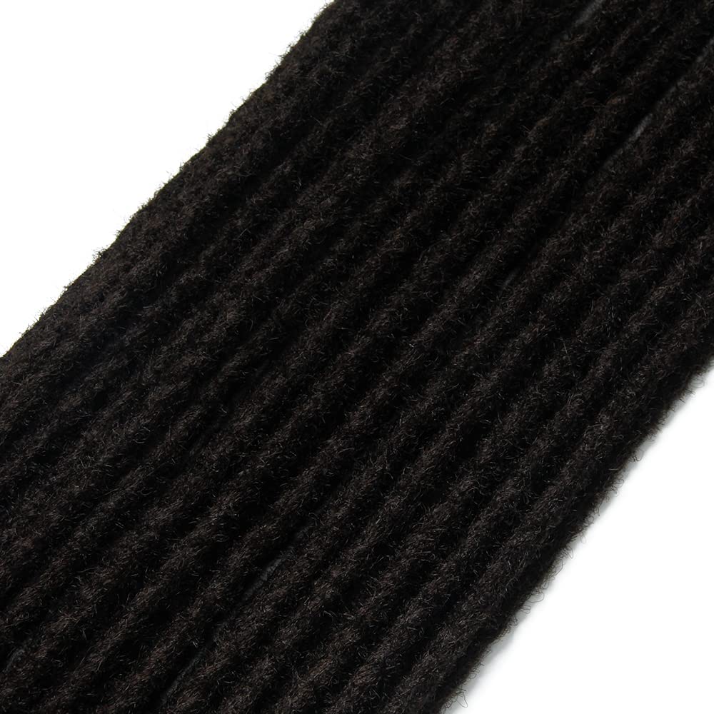 20 Pollici 20 Fili/Confezione Estensioni di Dreadlock Sintetici Sottili 0,6cm Capelli Intrecciati All'Uncinetto Morbidi Dreadlocks A Punta Singola Stile Hippie Reggae Hip-Hop, Marrone Scuro