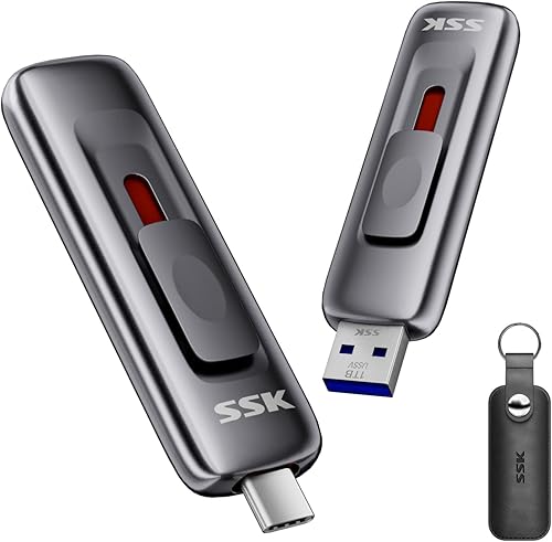 SSK Unidad flash de 1 TB, hasta 560 MBs de velocidad de lectura SSD externa, disco duro USB rápido con USB deslizante USB3.2Gen2 Flash Dual Drive