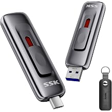 SSK Flash Drive 1TB,up to 560 MB/s Read Speed External SSD,Fast USB Hard Drive with Sliding USB3.2Gen2 Flash Dual Drive Type-c +A,Solid State Thumb-Drive for iPhone 15/16/17/Android/Windows/Tablet/TV