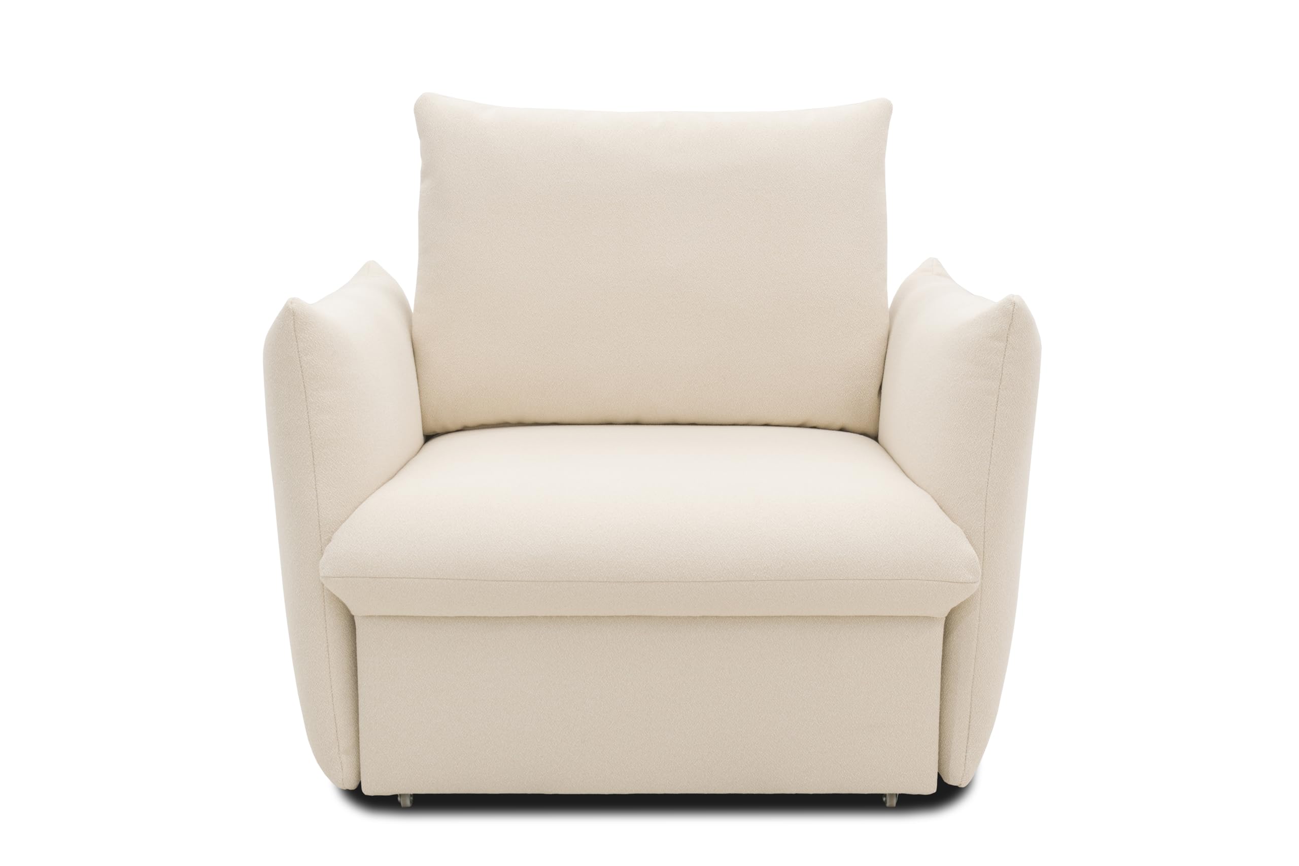 DOMO. collection Sessel Cloud Box, Armsessel mit Schlaffunktion und Boxspringfederung, Schlafsessel, Boxspringsessel, Polstersessel, 120 x 97 x 100 cm (BxTxH), Creme